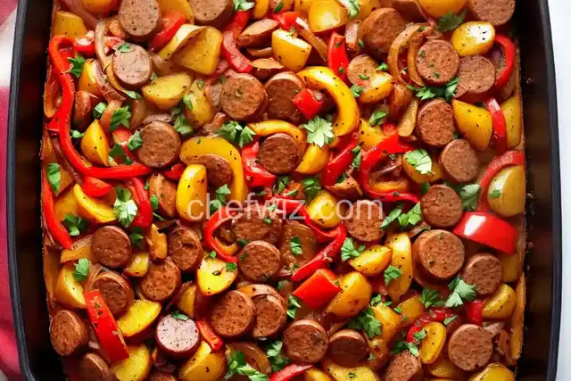 Sausage, Peppers, Onions, and Potato Bake