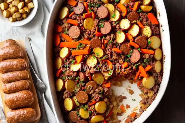 Sausage, Potato, Carrot Bake