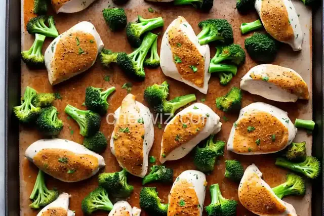 Sheet Pan Chicken with Mozzarella, Pesto, and Broccoli