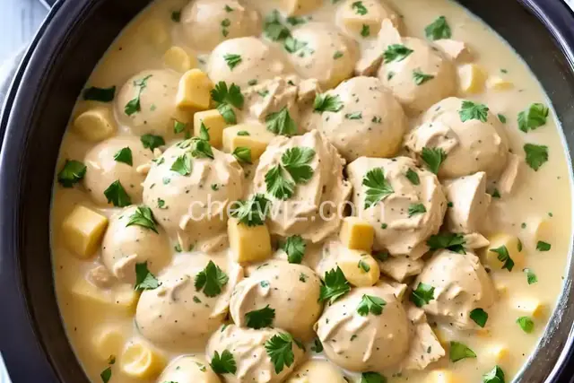 Slow Cooker Creamy Chicken and Dumplings