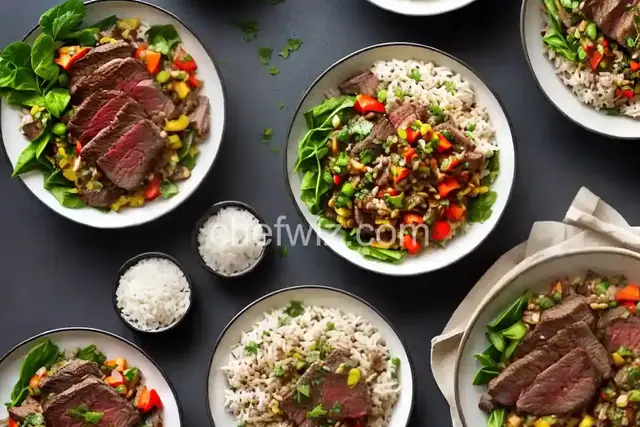 Steak and Rice Bowls with Vegetable Relish