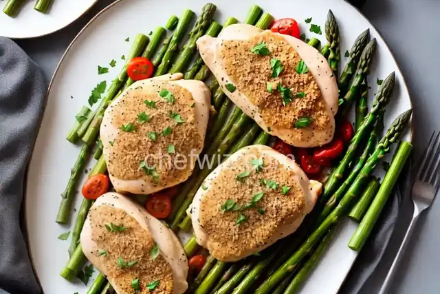 Stuffed Chicken Breasts with Asparagus and Parmesan Rice