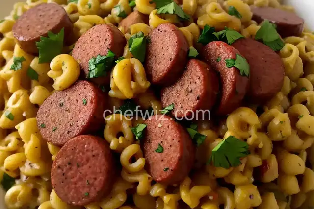 Sweet and Spicy Garlic Kielbasa with Sauteed Herb Spaetzle
