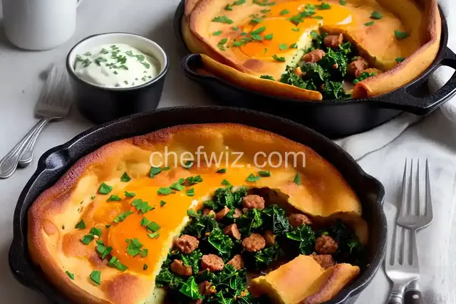 Tadpole in the Hole - Breakfast Sausage and Kale Dutch Baby