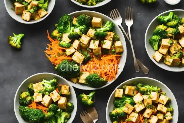Tofu Broccoli Bowls with Carrot Ginger Dressing
