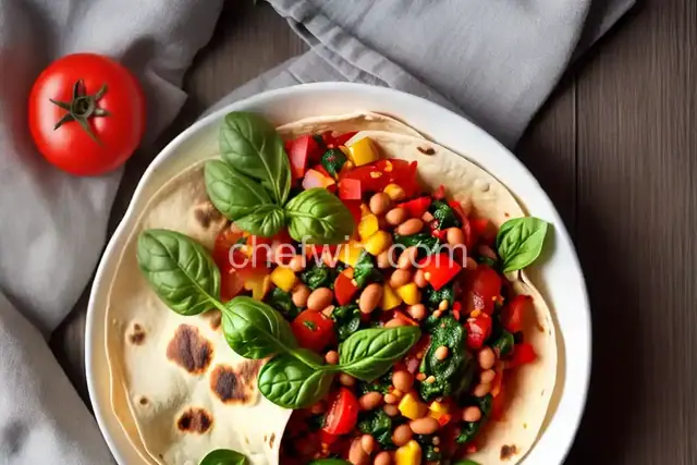 Tomato Spinach and Bean Burrito