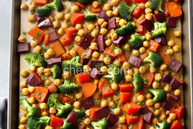 Vegetarian Sheet Pan Dinner with Chickpeas and Veggies