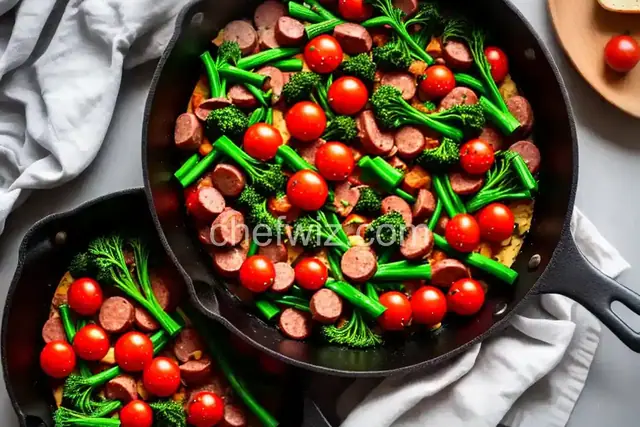 10-Minute Sausage Skillet with Cherry Tomatoes and Broccolini