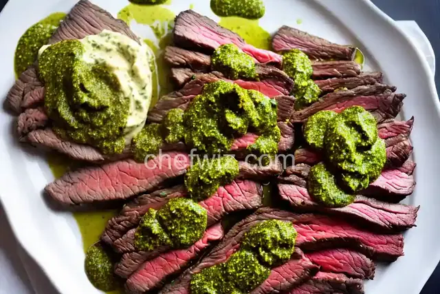 15-Minute Grilled Skirt Steak with Pesto Butter