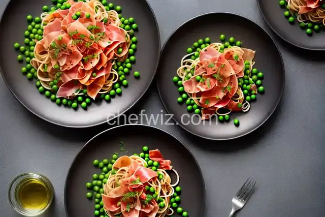 Aglio e Olio with Peas and Prosciutto