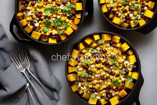 Air Fryer Acorn Squash with Black Beans, Corn, and Cheese