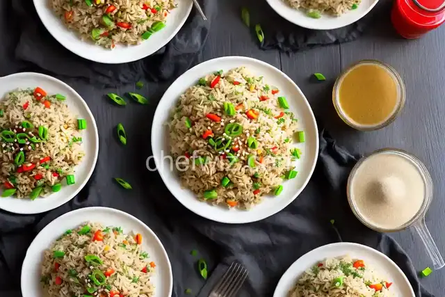 Air Fryer Fried Rice with Sesame-Sriracha Sauce