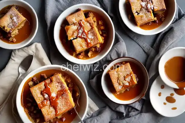 Almond Bread Pudding with Salted Caramel Sauce