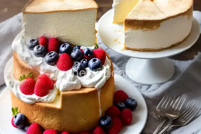 Angel Food Cake with Berries and Whipped Cream