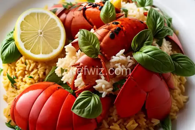 Angry Lobster with Lemon Rice and Crispy Basil