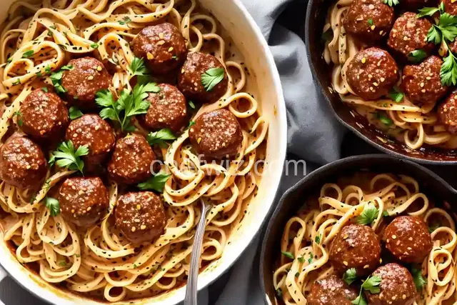 Anna's Amazing Easy Pleasy Meatballs over Buttered Noodles