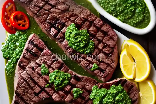 Argentinean Steak with Parsley Sauce: Carne y Chimichurri