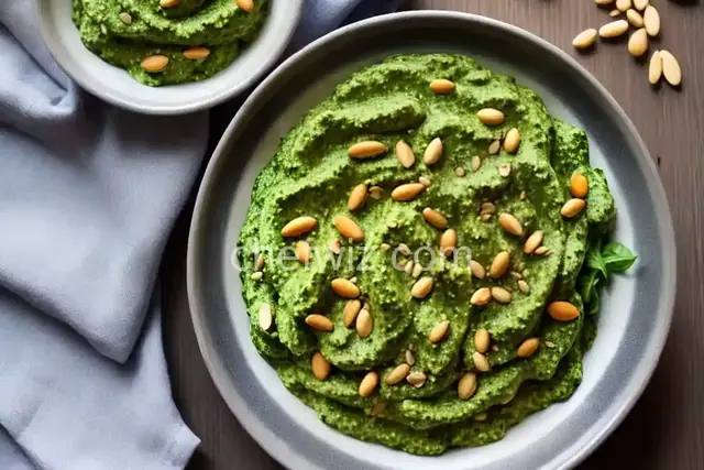 Arugula-Basil Pesto with Pine Nuts, Parmesan and Ricotta