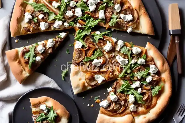 Arugula, Caramelized Onion and Goat Cheese Pizza