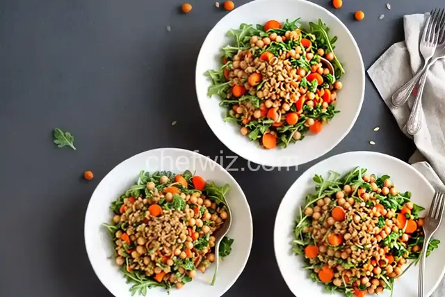 Arugula, Carrot and Chickpea Salad with Wheat Berries