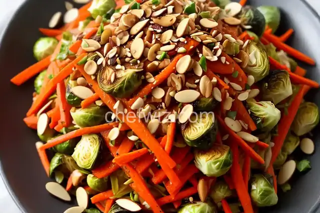 Asian Brussels Sprout Slaw with Carrots and Almonds