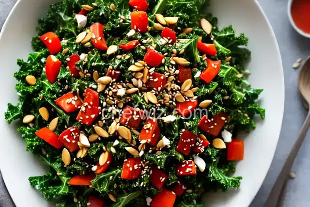 Asian Raw Kale Salad with Red Pepper Dressing