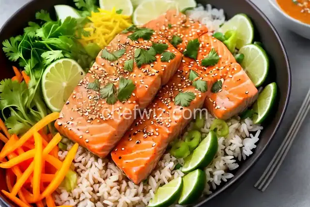 Asian Salmon Bowl with Lime Drizzle