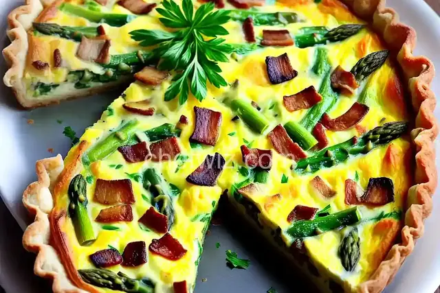 Asparagus Mushroom Bacon Crustless Quiche