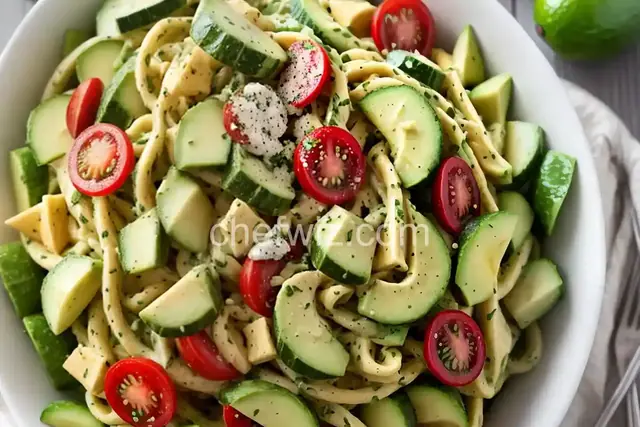 Avocado Cucumber Pasta Salad