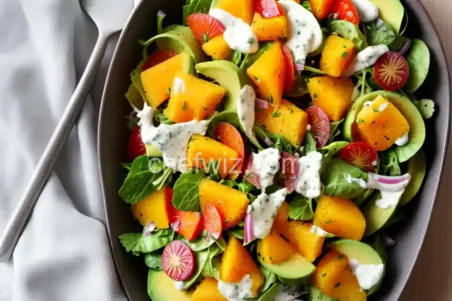 Avocado and Cantaloupe Salad with Creamy French Dressing