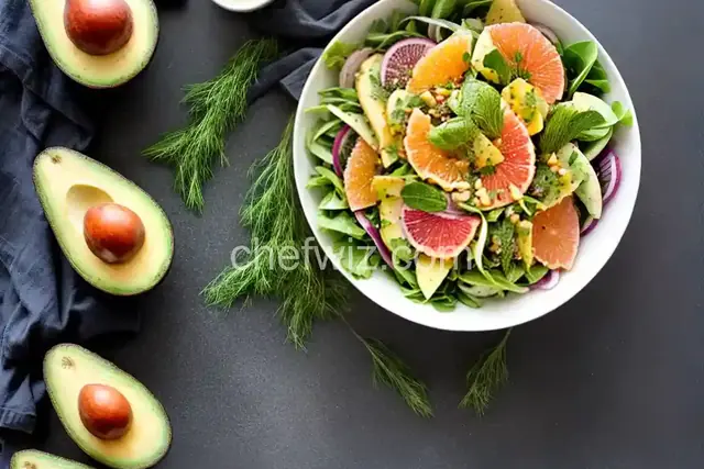Avocado and Grapefruit Salad with Mint-Dill Vinaigrette