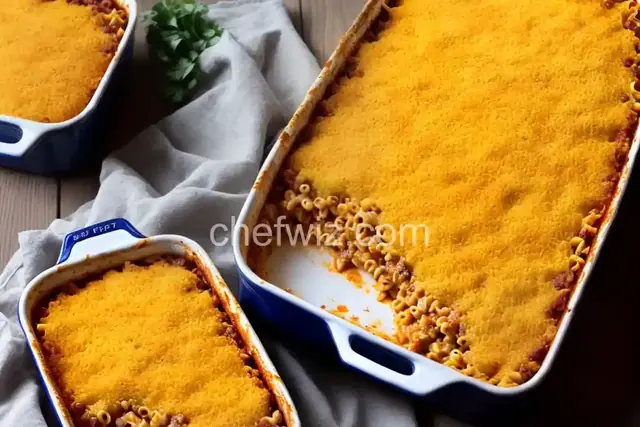 BBQ Macaroni Bake with Cornbread Topping