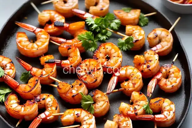 BBQ Shrimp and Peach Skewers