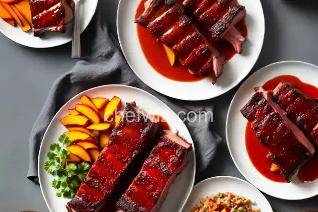 Baby Back Ribs with Spicy Peach BBQ Sauce