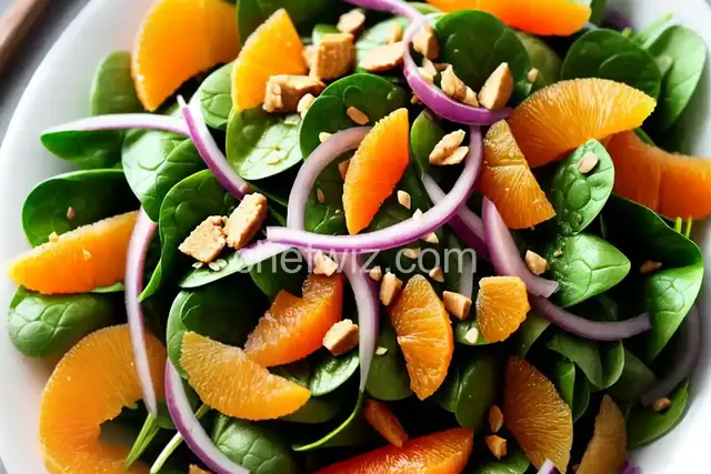 Baby Spinach Salad with Mandarin Orange and Red Onions
