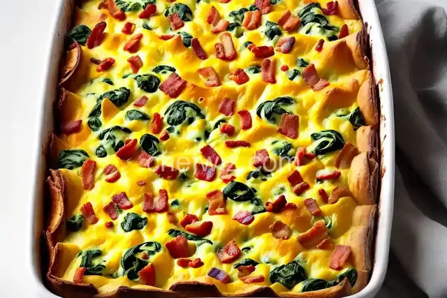 Bacon, Cheddar and Spinach Strata