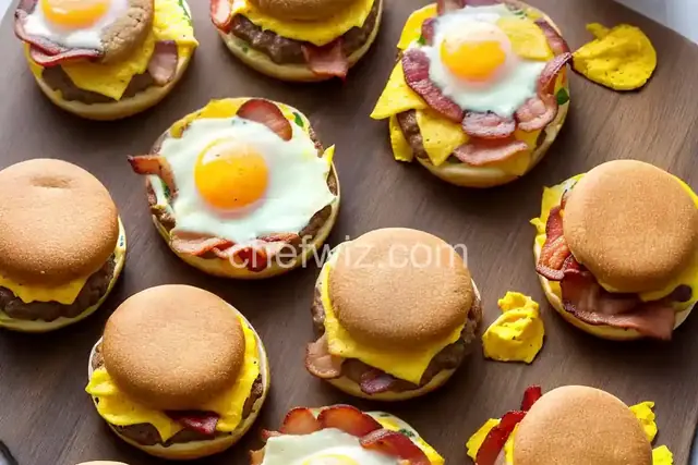 Bacon, Egg and Cheese Breakfast Burgers