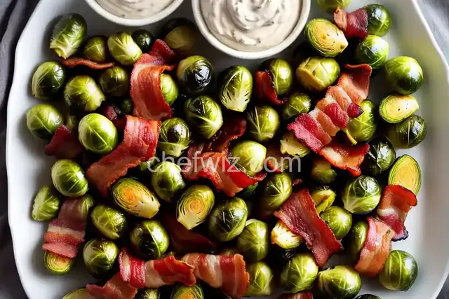Bacon-Wrapped Brussels Sprouts with Creamy Lemon Dip