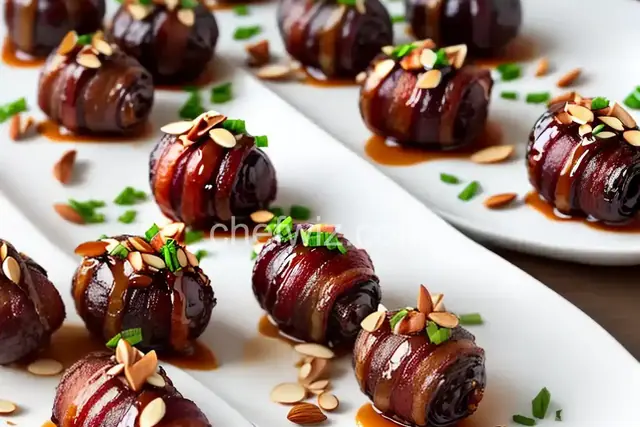 Bacon-Wrapped Dates Stuffed with Cream Cheese and Almonds