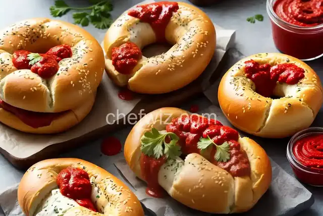 Bagel Dogs with Harissa Ketchup