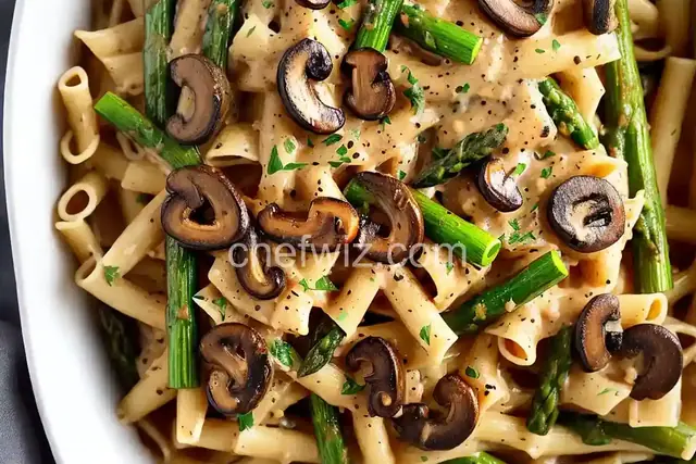 Baked Asparagus and Mushroom Pasta