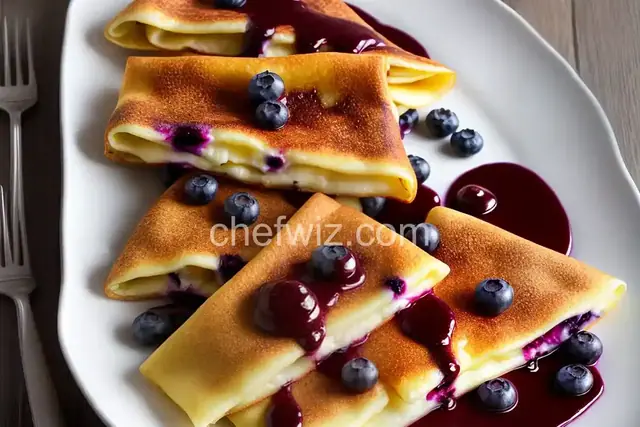 Baked Blintzes with Fresh Blueberry Sauce
