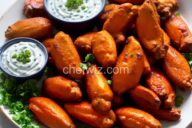 Baked Buffalo Wings With Blue Cheese-Yogurt Dip
