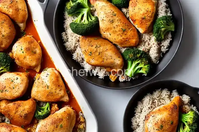 Baked Chicken, Broccoli, and Rice