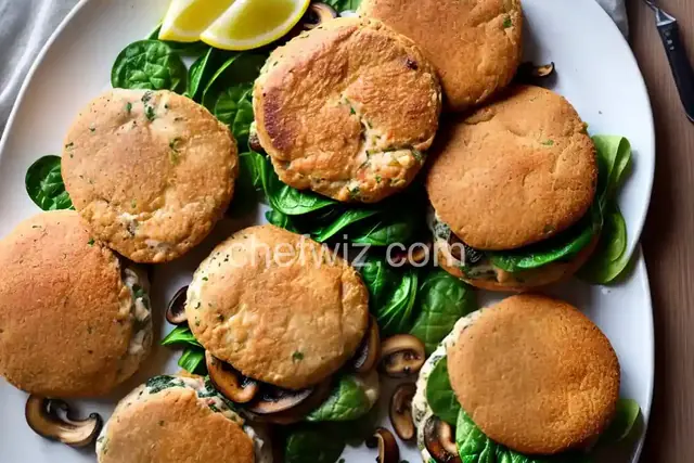 Baked Chicken Burgers with Mushrooms and Spinach