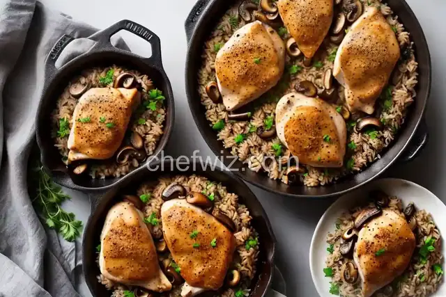 Baked Chicken Thighs With Mushroom Brown Rice