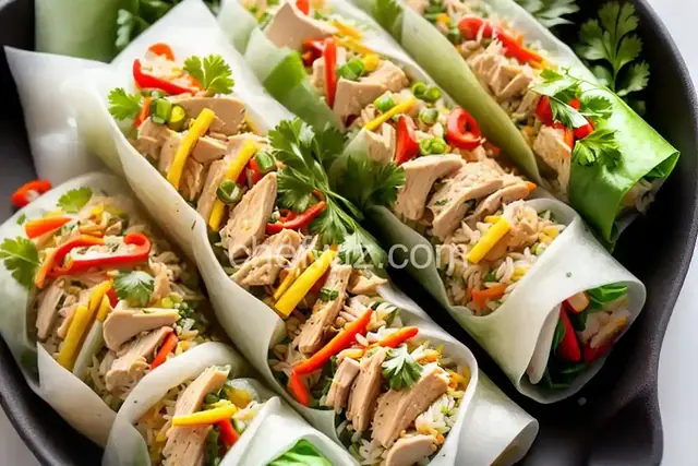 Baked Chicken and Vegetable Rice Paper Rolls