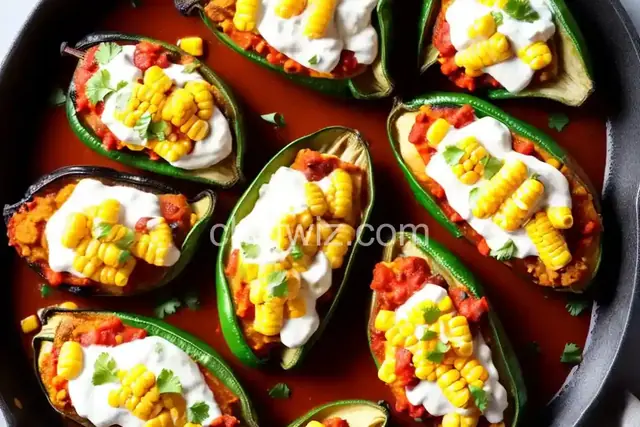 Baked Chile Rellenos with Corn and Crema Recipe