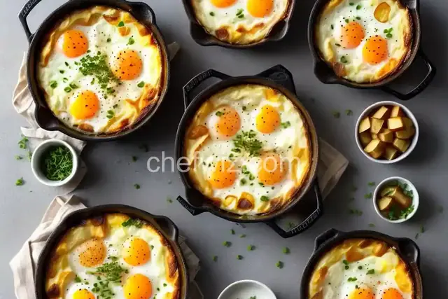 Baked Eggs with Farmhouse Cheddar and Potatoes