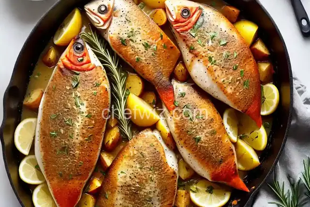 Baked Fish and Potatoes with Rosemary and Garlic